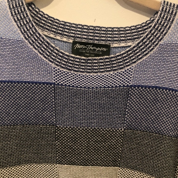 Norm Thompson Blue Color-block Sweater, Size L - Picture 5 of 7